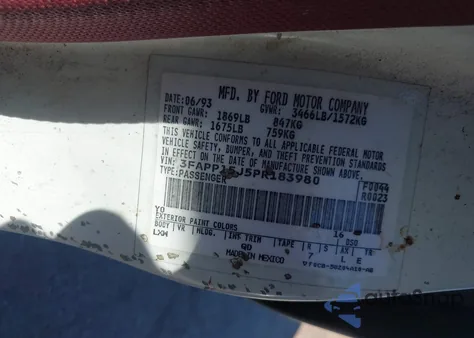 1993 Ford Escort Lx from USA, damaged, VIN 3FAPP15J5PR183980